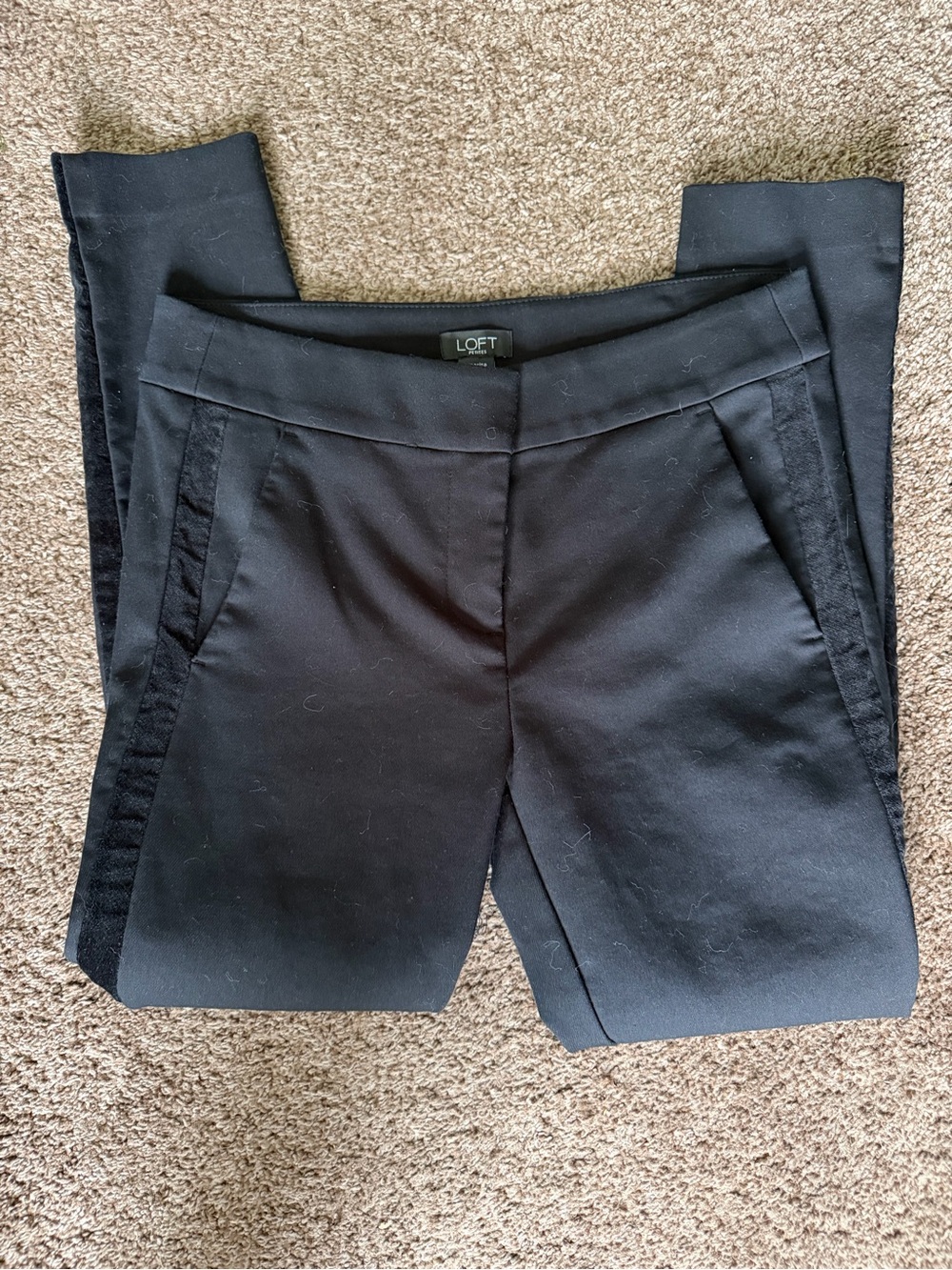 LOFT Marisa Black Skinny Ponte Pants with Side Panel Detail